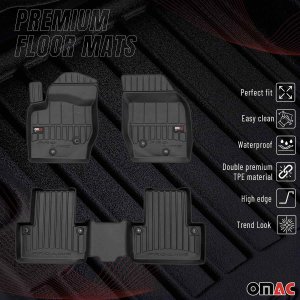Volvo XC90 Floor Mat - Omac - Premium TPE, Proline, 3 Pcs - Black - '03-'14